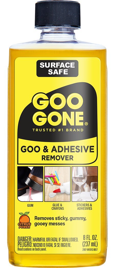 Goo Gone Adhesive Remover - 8 Ounce - Surface Safe Adhesive Remover Safely Removes Stickers Labels Decals Residue Tape Chewing Gum Grease Tar