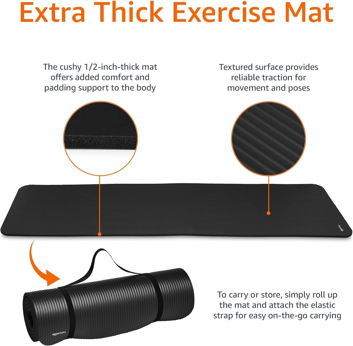 Basics 1/2-Inch Extra Thick Exercise Yoga Mat