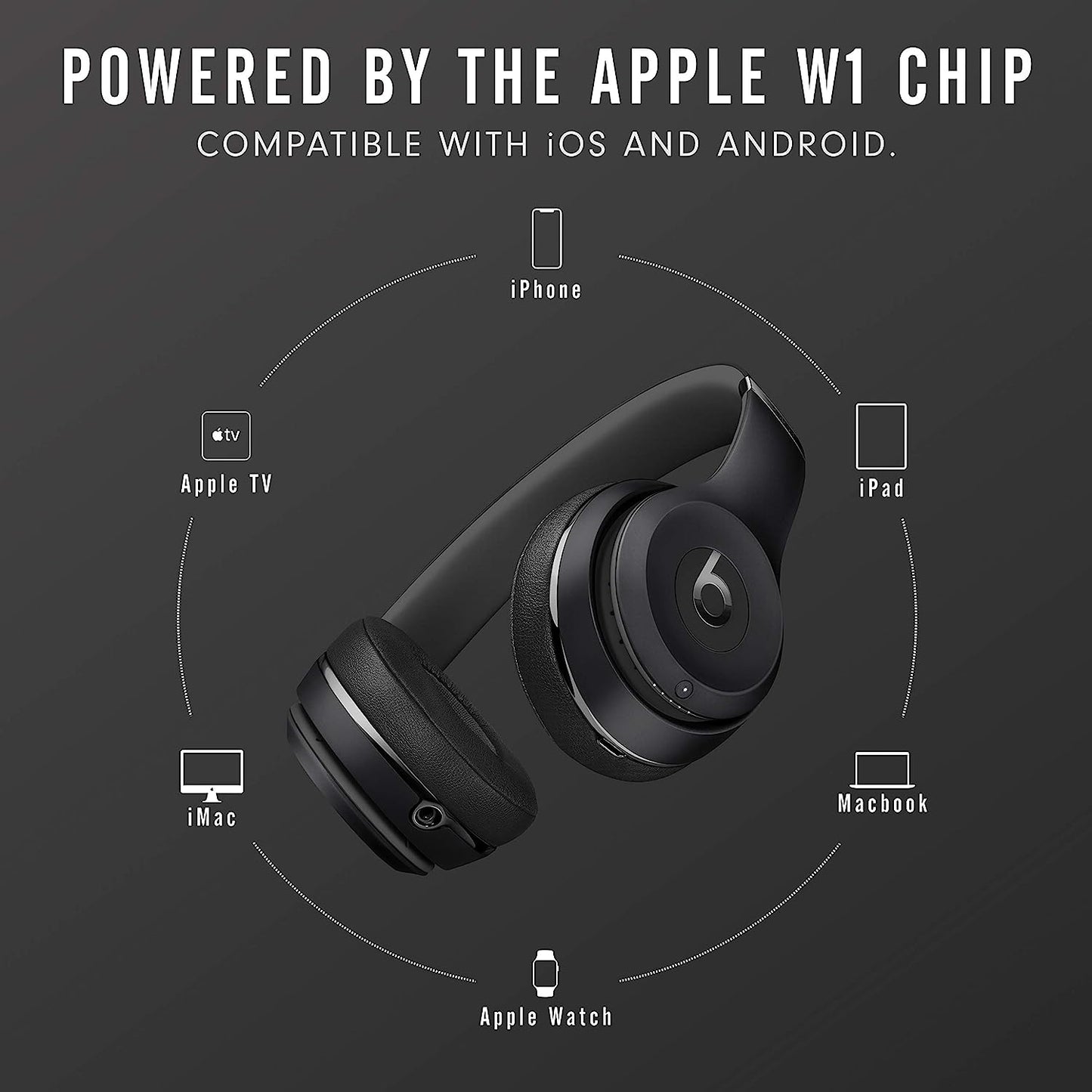 Beats Solo3 Wireless On-Ear Headphones - Apple W1 Headphone Chip, Class 1 Bluetooth, 40 Hours of Listening Time, Built-in Microphone - Black (Latest Model)