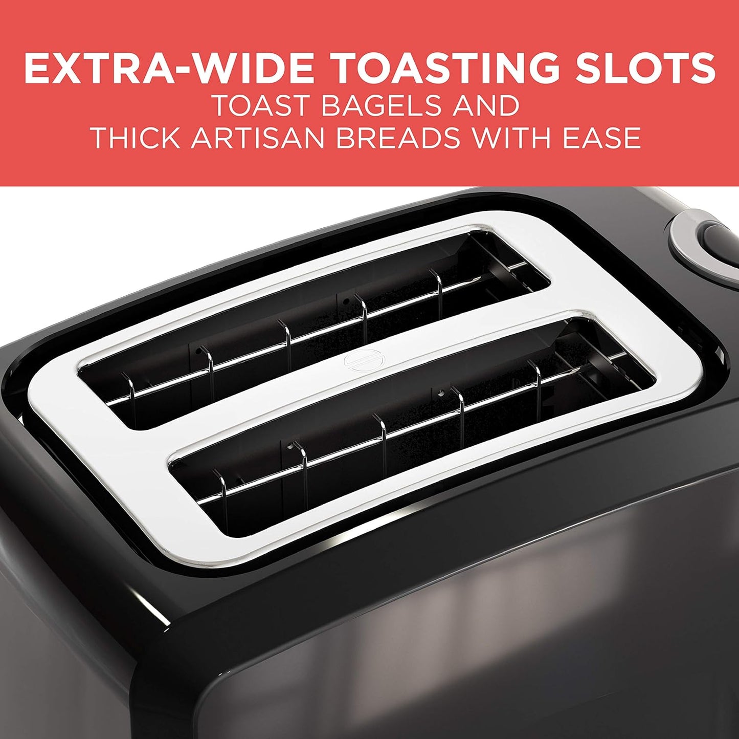 BLACK+DECKER 2-Slice Toaster, T2569B, Extra Wide Slots, 6 Shade Settings, 850 Watts, Crub Tray, Cancel Button